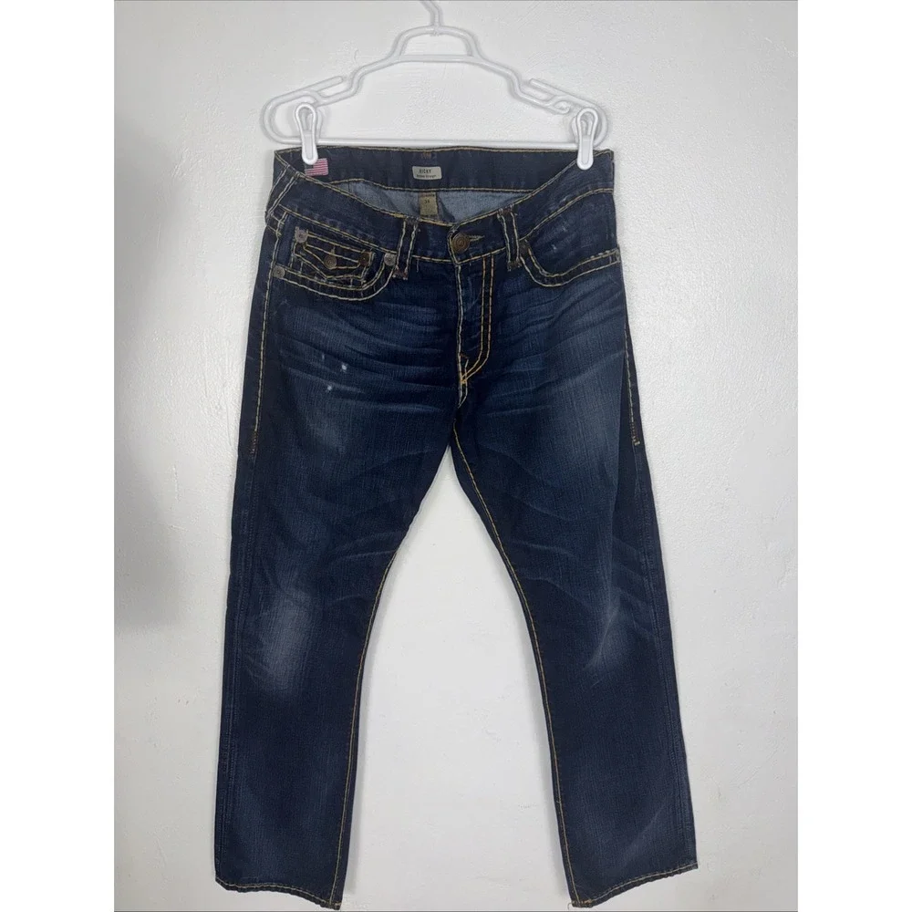 Men's True Religion Ricky Relaxed Straight Denim Blue Jeans Men's‎ Size 34x32
